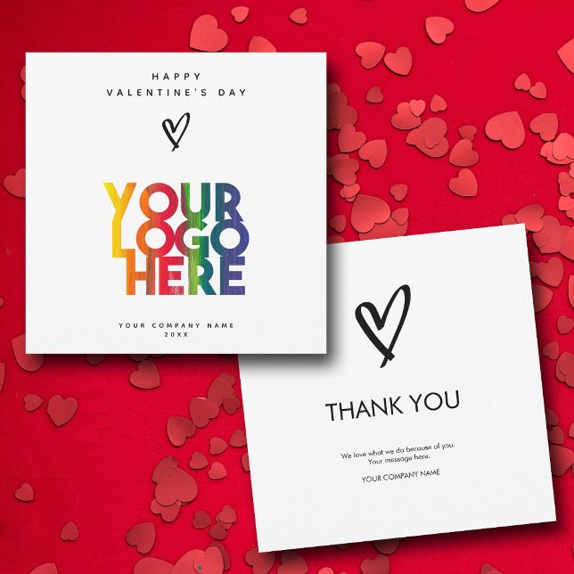 Carte Merci du logo Heureuse Sainte-Valentin (Happy Valentine's Day Business Logo Thank You)