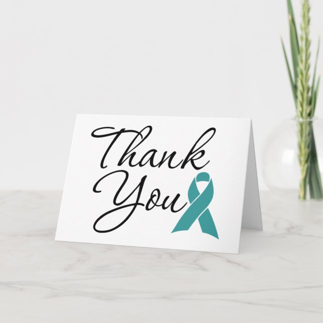 Carte Merci du ruban de sensibilisation turquoise (Devant)