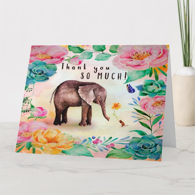 Carte Merci Elephant & souris (Devant)