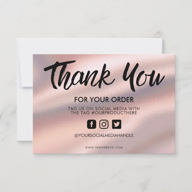 Carte Merci en soie rose Pastel Insertion (Devant)