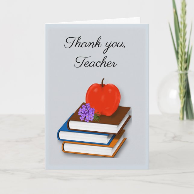 Carte Merci, Enseignant, Livres Apple Bouquet de fleurs (Devant)