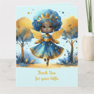 Carte Merci Fée Africaine Turquoise Gold Rose Princesse