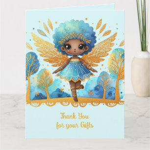 Carte Merci Fée Africaine Turquoise Gold Rose Princesse