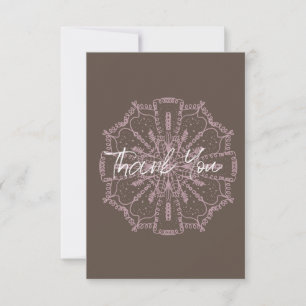 Carte Merci Floral Mandala Boho Rose Pâle