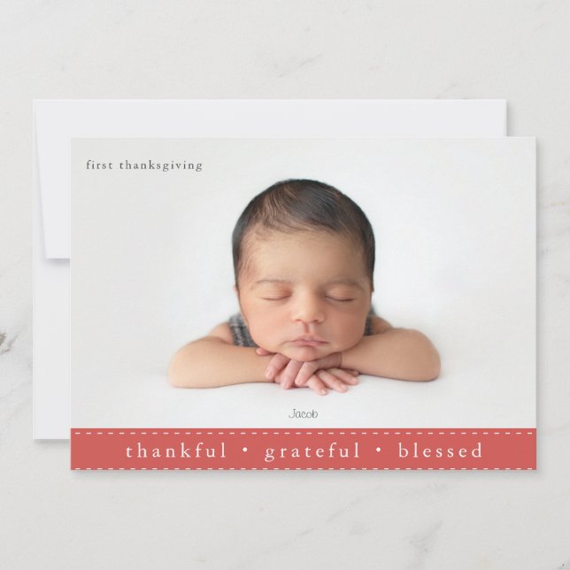 Carte Merci Grateful Blessé première photo de Thanksgivi (Devant)