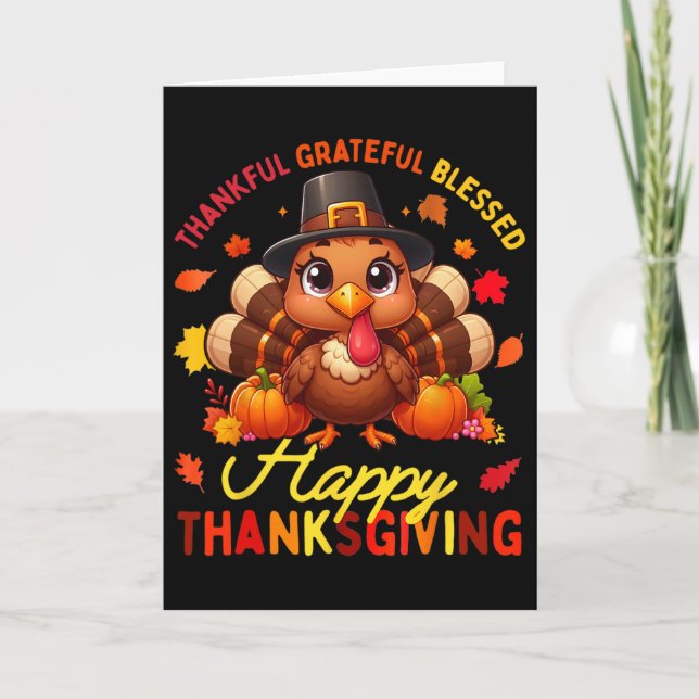 Carte Merci Grateful Bon thanksgiving Turke (Devant)