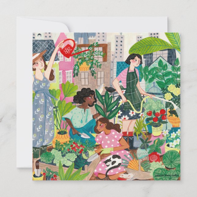 Carte Merci jardin urbain femmes illustrations (Devant)