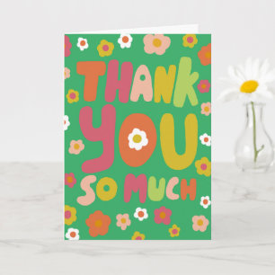 Carte MERCI Marguerites Colorful Curvy Lettres de bulle