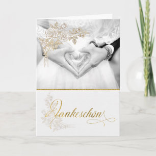 Carte Merci Mariage ALLEMAND Faux Gold Leaf