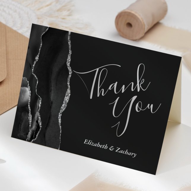 Carte Merci Mariage argenté noir (Créateur téléchargé)