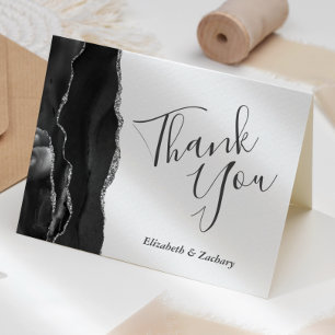 Carte Merci Mariage argenté noir