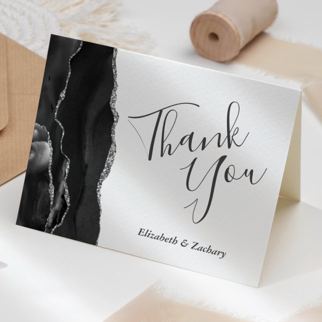 Carte Merci Mariage argenté noir (Créateur téléchargé)