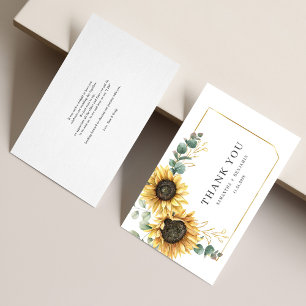 Carte Merci Mariage botanique de tournesol Eucalyptus