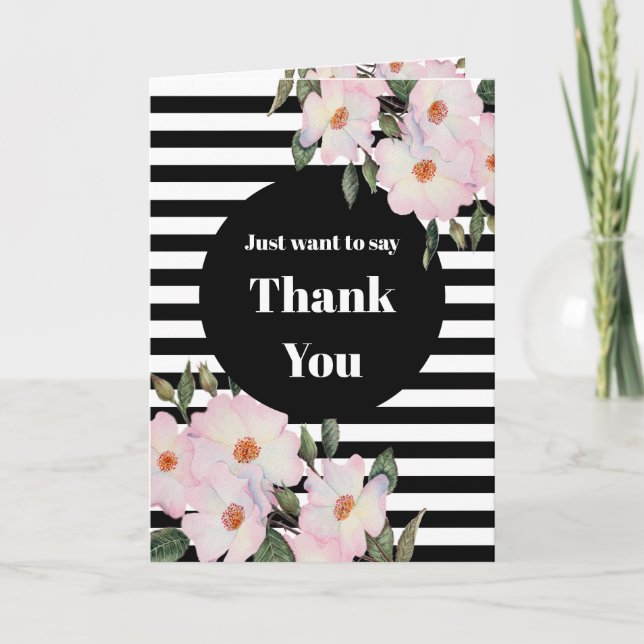 Carte Merci Mariage Cadeau Aquarelle Rose Bande (Devant)