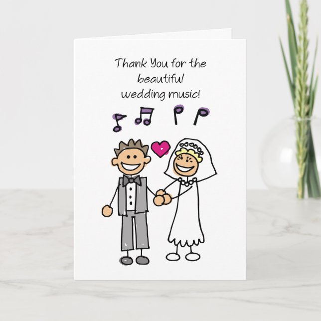 Carte Merci Mariage Ceremony Music Stick Figures (Devant)