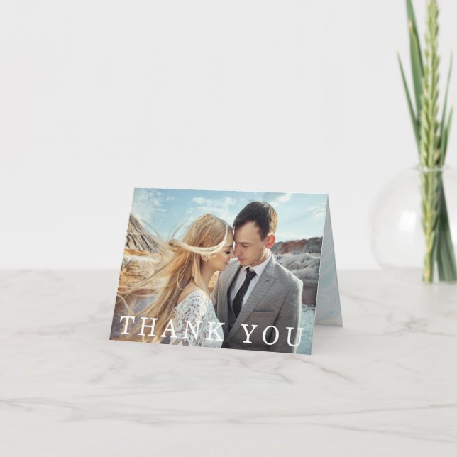 Carte Merci Mariage de la géodésie de marbre Turquoise & (Devant)