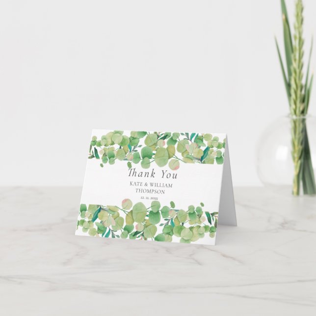Carte Merci Mariage de verdure Eucalyptus Garland (Devant)