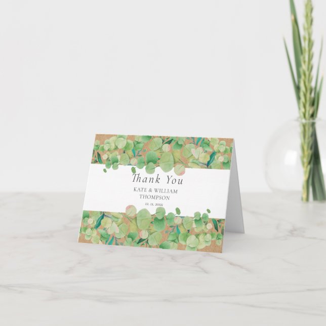 Carte Merci Mariage Eucalyptus de verdure rustique (Devant)