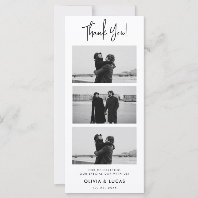 Carte Merci Mariage moderne chic de la bande photo (Devant)