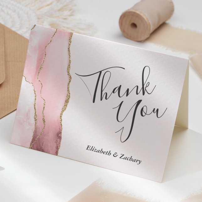Carte Merci mariage rose vierge Agate Parties scintillan (Créateur téléchargé)