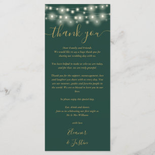 Carte Merci mariage Vert Et Gold Place