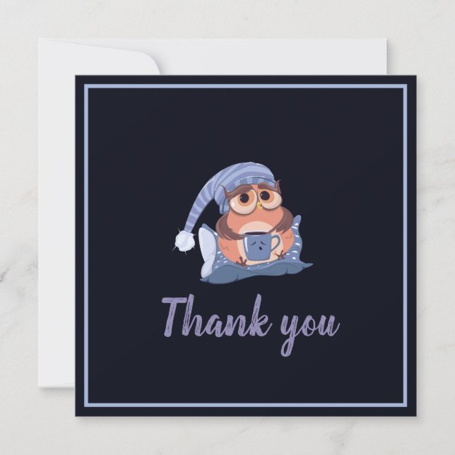 Carte Merci Marine Blue Grey Baby Owl Casquette mou (Devant)