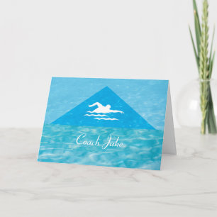Carte Merci Mens Swim Coach Swimmer Nom personnalisé
