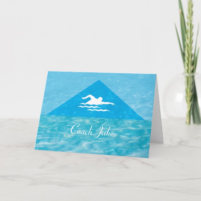 Carte Merci Mens Swim Coach Swimmer Nom personnalisé (Devant)