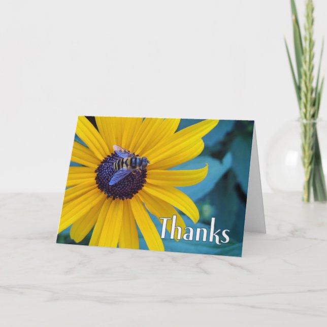 Carte Merci Merci avec Miel Bee sur Flower (Devant)