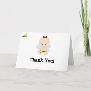 Carte Merci mignon de baby shower de GARÇON d'abeille de