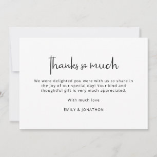 Carte Merci minimaliste de Mariage photo noir blanc