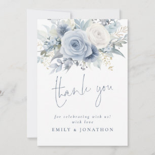 Carte Merci moderne de fleurs bleues Dusty