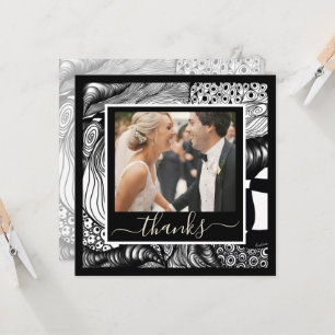 Carte Merci Moderne élégant noir et blanc avec photo