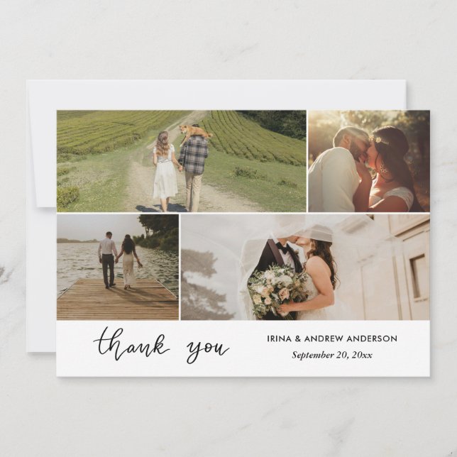 Carte Merci moderne Script Mariage photo (Devant)