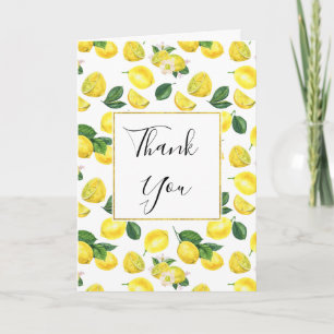 Carte Merci Motif d'aquarelle aux citrons jaunes