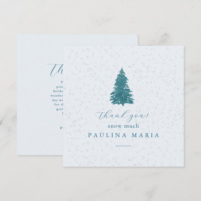 Carte Merci Neige Arbre d'hiver Quinceanera (Devant / Derrière)