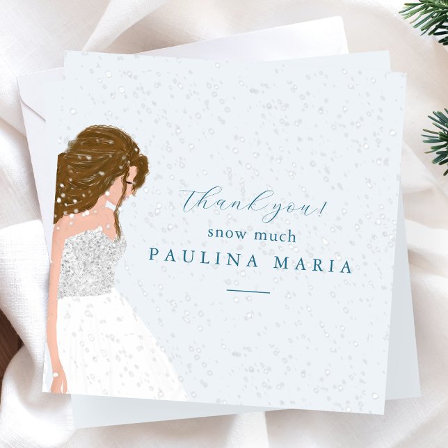 Carte Merci Neige beaucoup hiver Princesse Quinceanera (Créateur téléchargé)