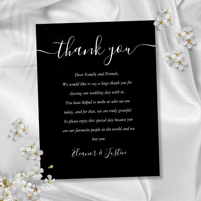 Carte Merci Noir Et Blanc (Reception Thank You Black And White Place Card)