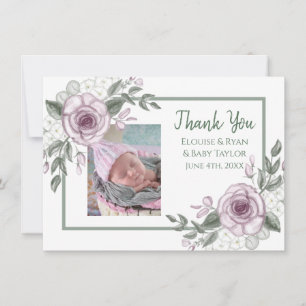 Carte Merci Notes avec la nouvelle photo bébé