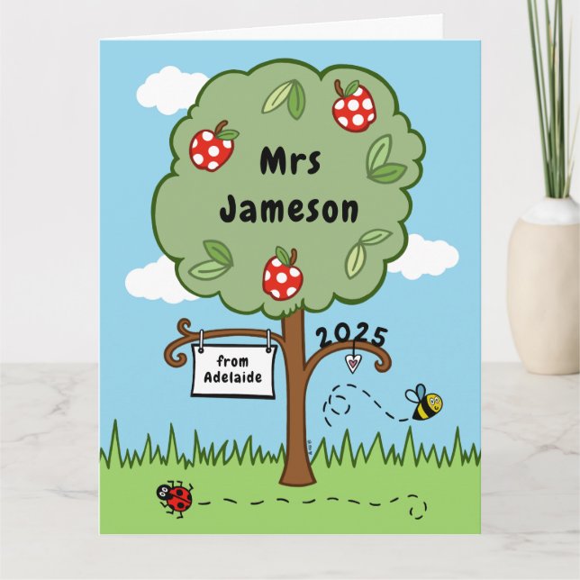 Carte Merci personnalisé arbre de célébration enseignant (Devant)