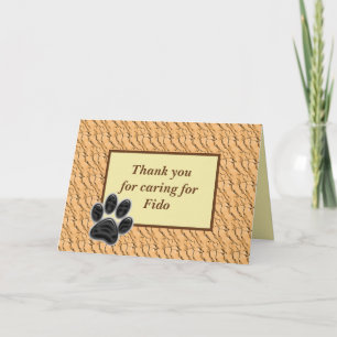 Carte Merci Pet Sitter Lumière Brown avec Empreinte de p