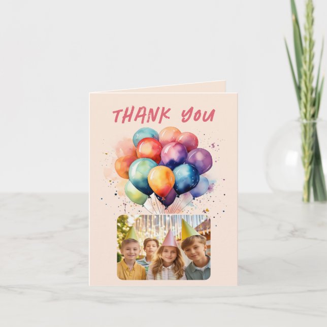 Carte Merci photo Anniversaire de enfant de ballons colo (Devant)