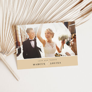 Carte MERCI photo élégante et élégante marbre beige
