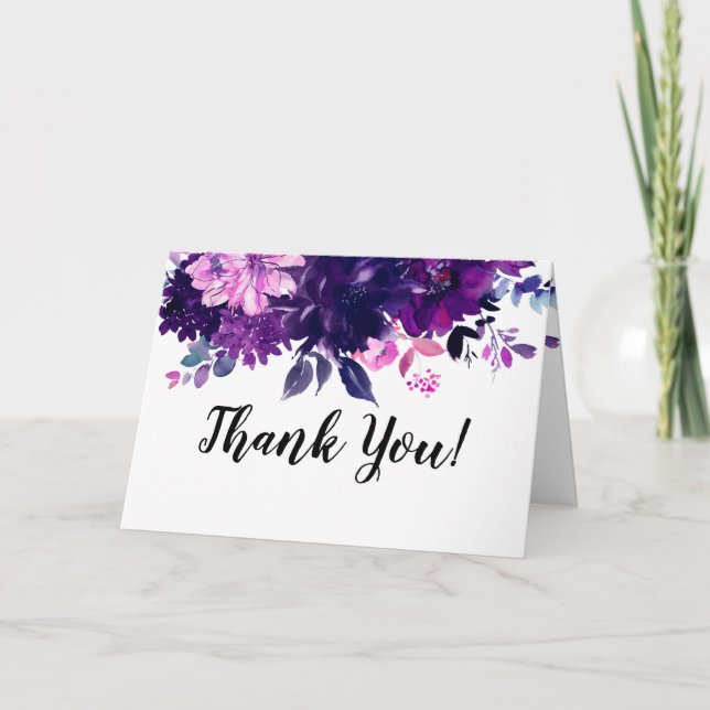 Carte Merci photo floral enchanté personnalisé mariage (Devant)