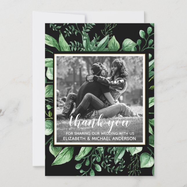Carte Merci photo inspiré par la nature Feuilles botaniq (Devant)