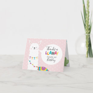 Carte Merci photo Llama Cactus rose pâle