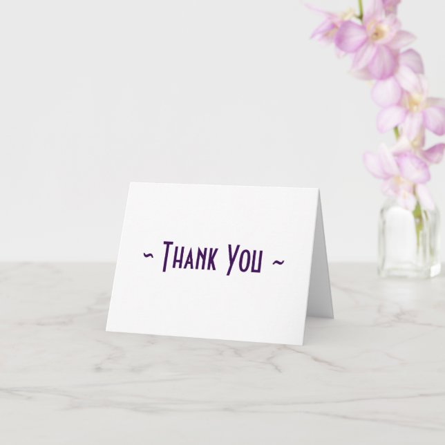 Carte Merci plié violet et blanc à base de texte (Orchidée)