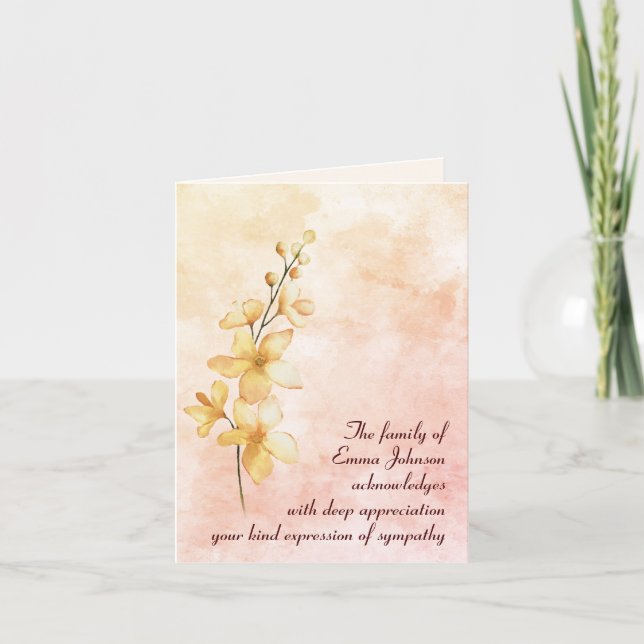 Carte Merci Posy Sympathy Orange Watercolor (Devant)