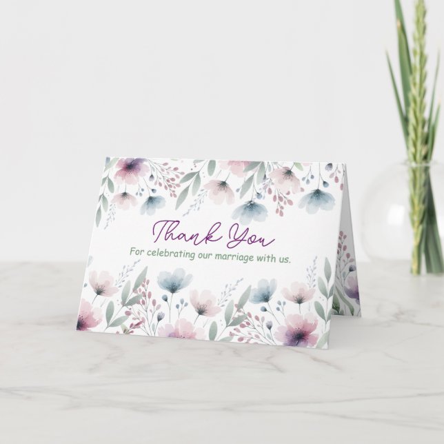 Carte Merci pour célébrer avec nous | Mariage floral (Devant)