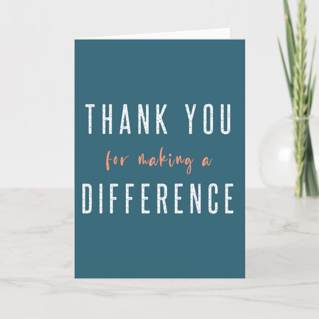 Carte Merci pour faire une différence | Orange turquoise (Devant)